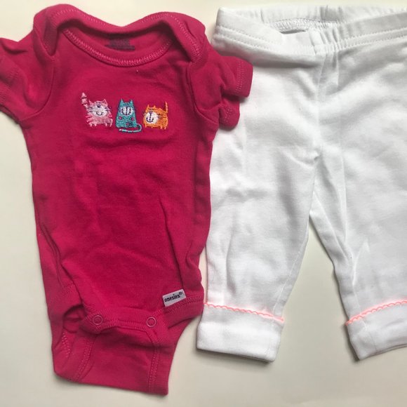 Baby Girl's Size NB Newborn Two Piece Pink Gerber - Picture 2 of 6